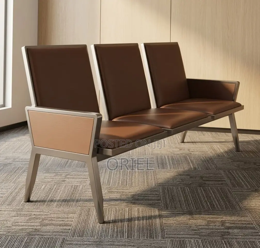 Office Bench : Brown Padded Waiting Room Bench