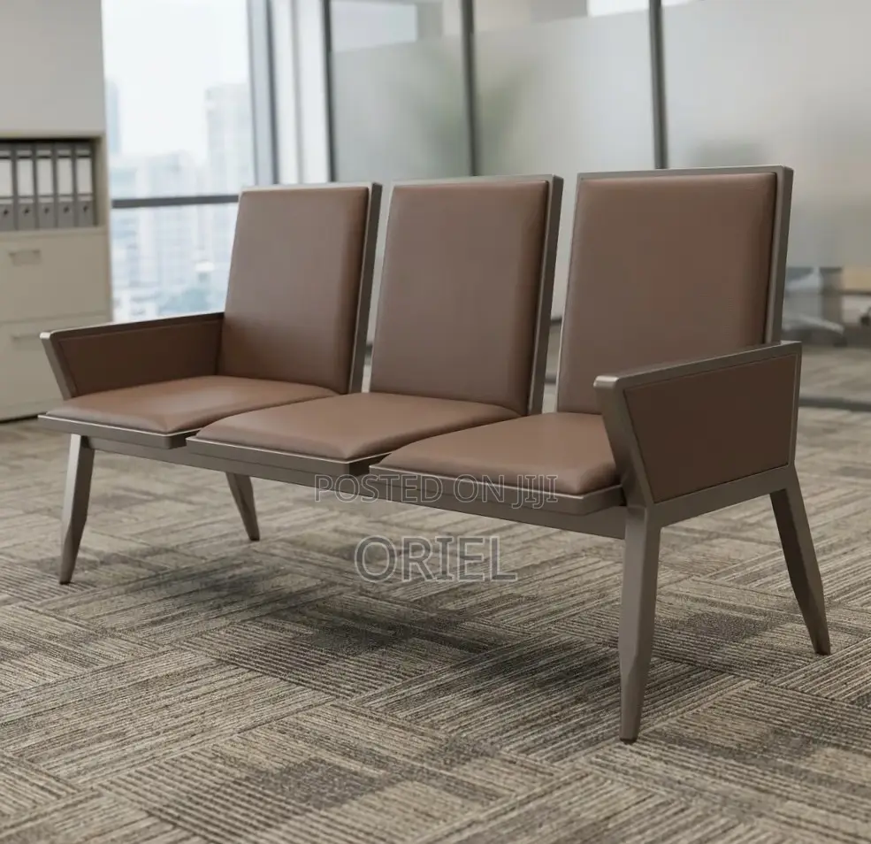 Office Bench : Brown Padded Waiting Room Bench