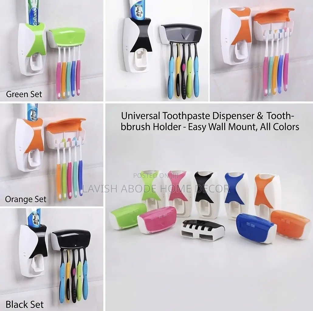 Toothbrush Holder Toothpaste Dispenser - Multiple Colors