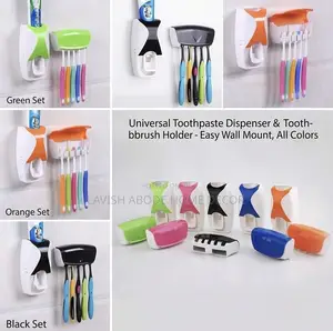 Toothbrush Holder Toothpaste Dispenser - Multiple Colors
