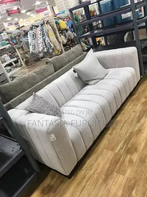 Grey Ribbed Sofa 3 Seater Sofa