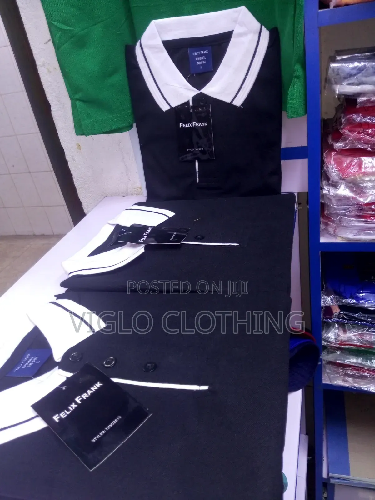 White Body, Collar Black Poloshirts