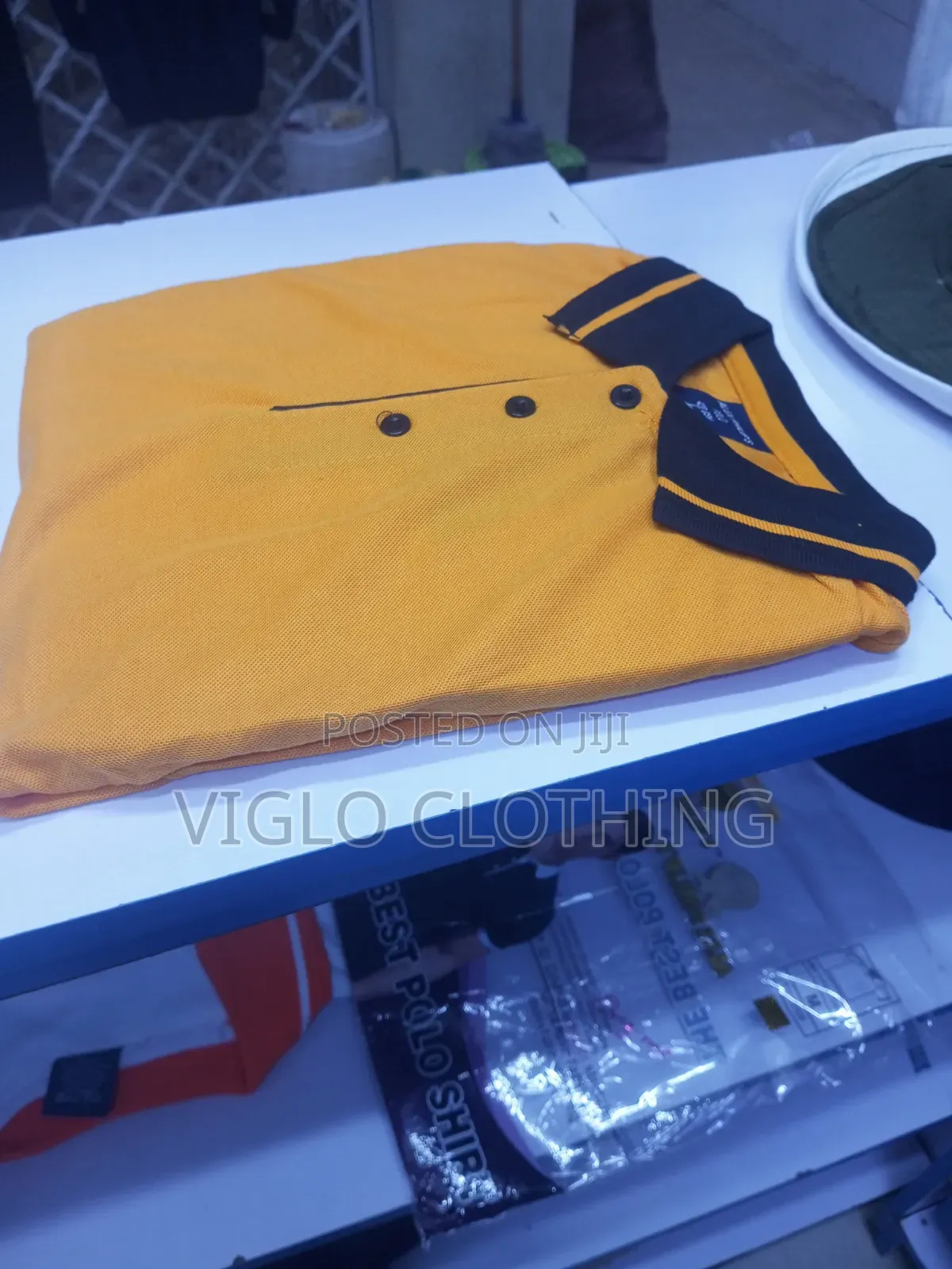 Mastard Yellow Body, Collar Black Poloshirts Available