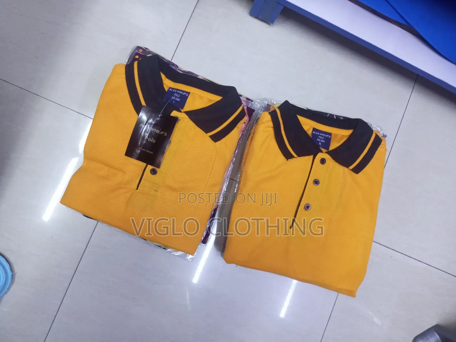 Mastard Yellow Body, Collar Black Poloshirts Available
