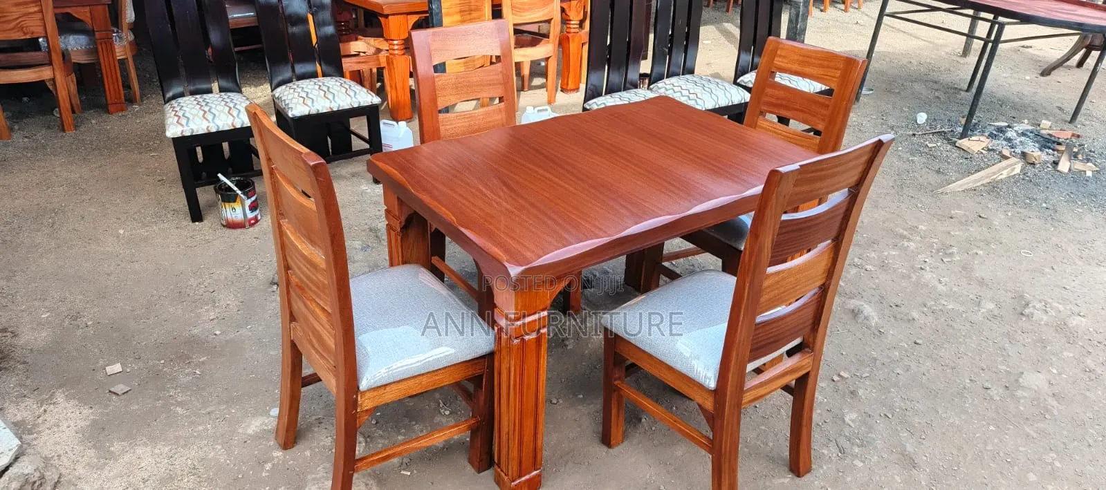 Dinning Table 6seater Mahogany Wood Big Chair