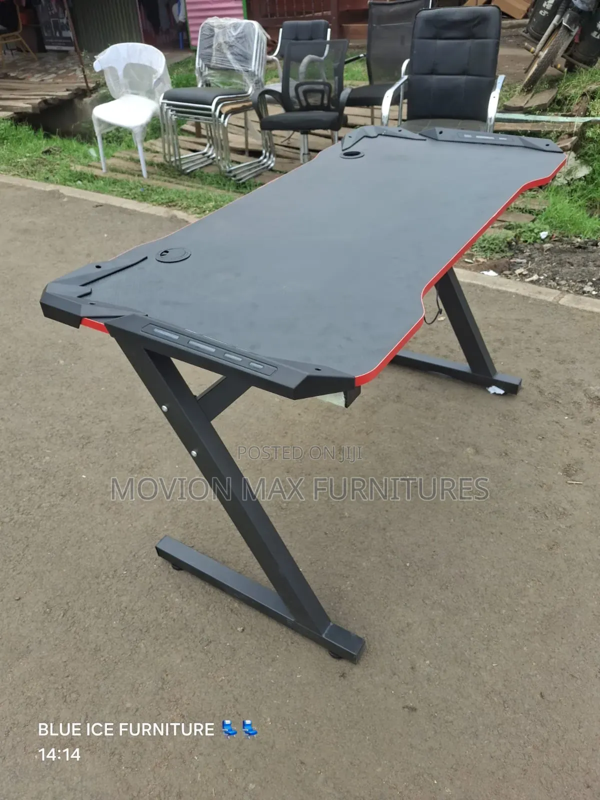 Gaming Table, Black Red Light Gaming Table