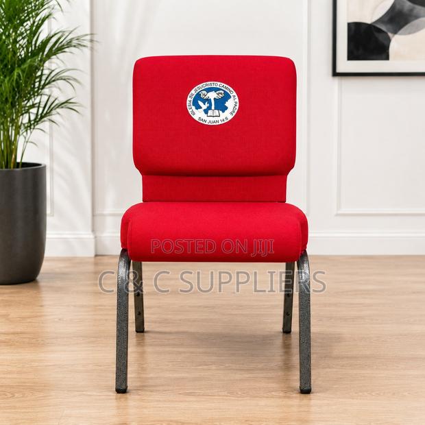 Fabric Red Armless Boardroom Chair.