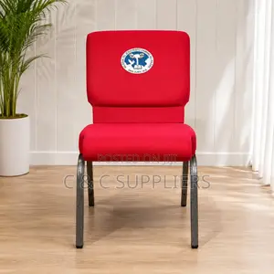 Fabric Red Armless Boardroom Chair.