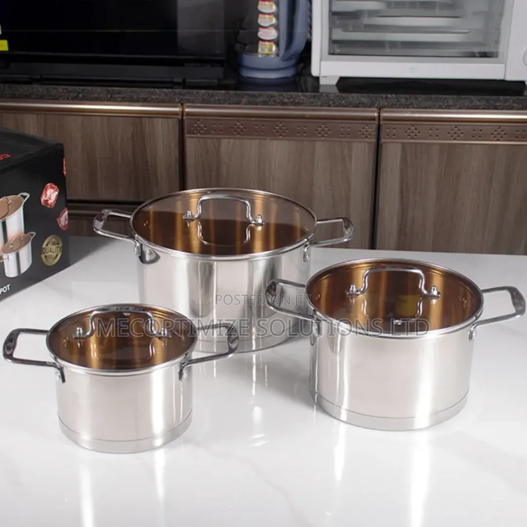 6pcs Stainless Steel Heavy Duty Pots Glass Lids Kitchen Cookware Set