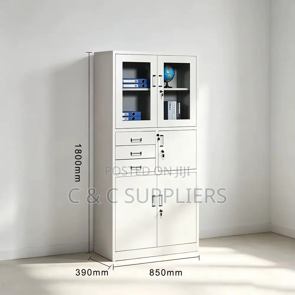 Metallic File Cabinet With an in Built Safe