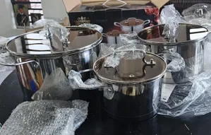 6pcs Stainless Steel Heavy Duty Pots Glass Lids Kitchen Cookware Set