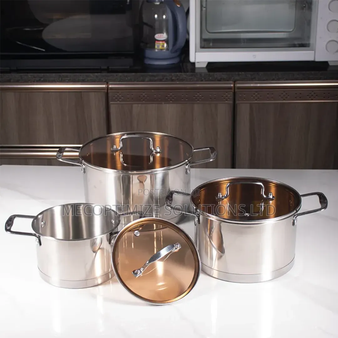 6pcs Stainless Steel Heavy Duty Pots Glass Lids Kitchen Cookware Set