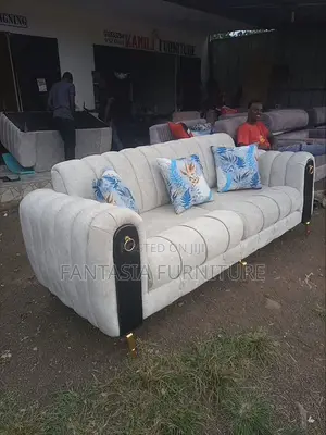 3 Seater Beige Sofa in Ring Arm Design