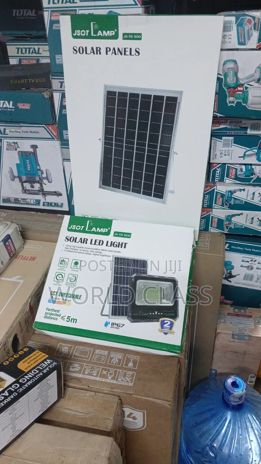 JSOT Lamp JS-TG 500W Solar LED Light and Panel Box