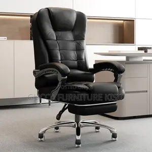 Office Chair; Executive Leather Office Seat With Footrest
