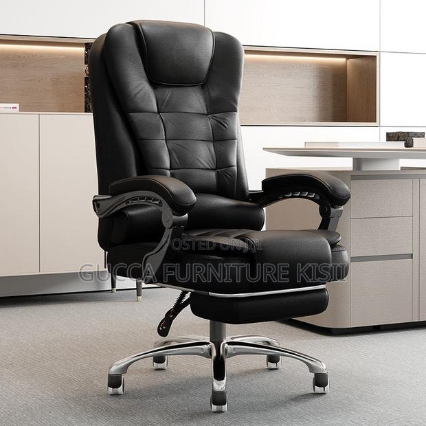 Office Chair; Executive Leather Office Seat With Footrest