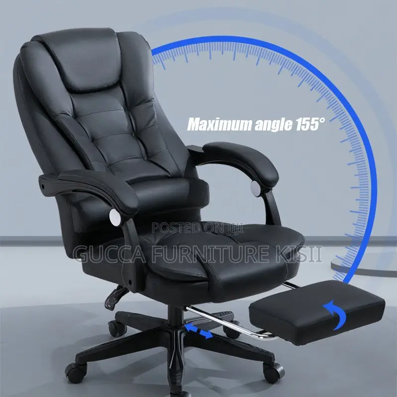 Office Chair; Executive Leather Office Seat With Footrest
