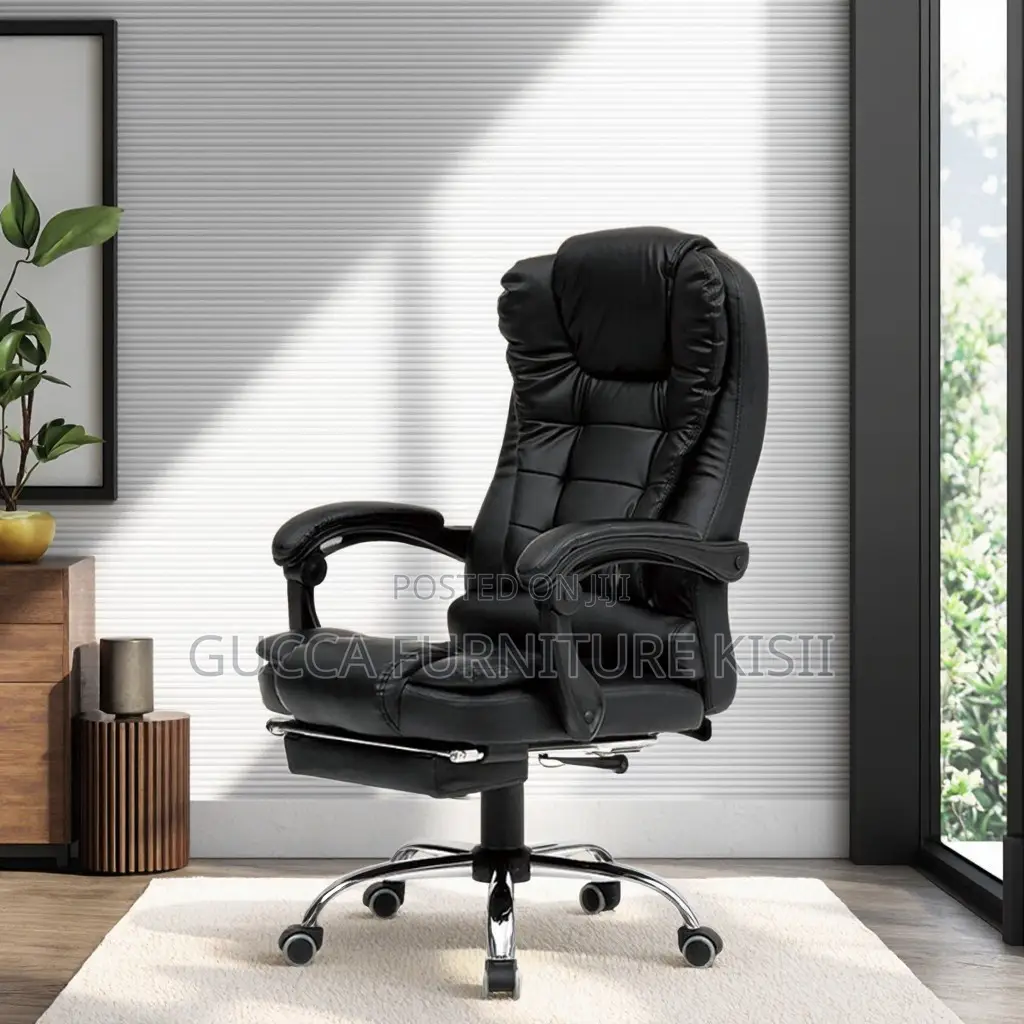 Office Chair; Executive Leather Office Seat With Footrest