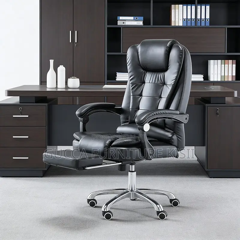 Office Chair; Executive Leather Office Seat With Footrest