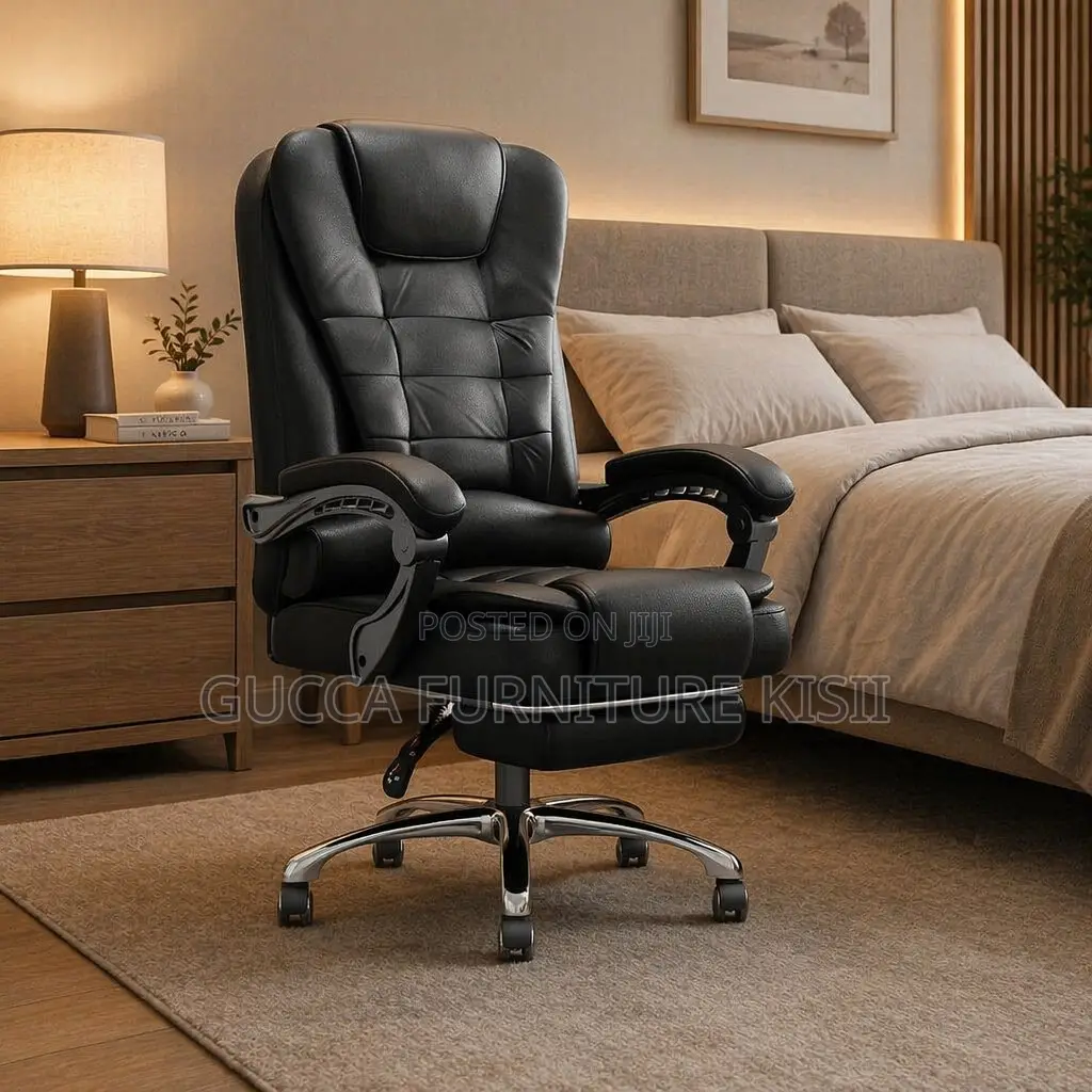 Office Chair; Executive Leather Office Seat With Footrest