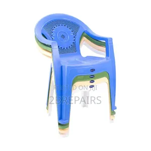 Blue Plastic Chairs and Blue Plastic Table