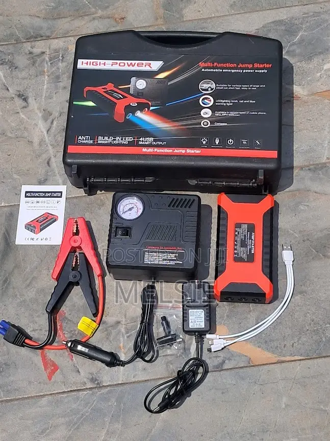 Car Jump Starter With Smart Jumper Cables Air Compressor – 12V