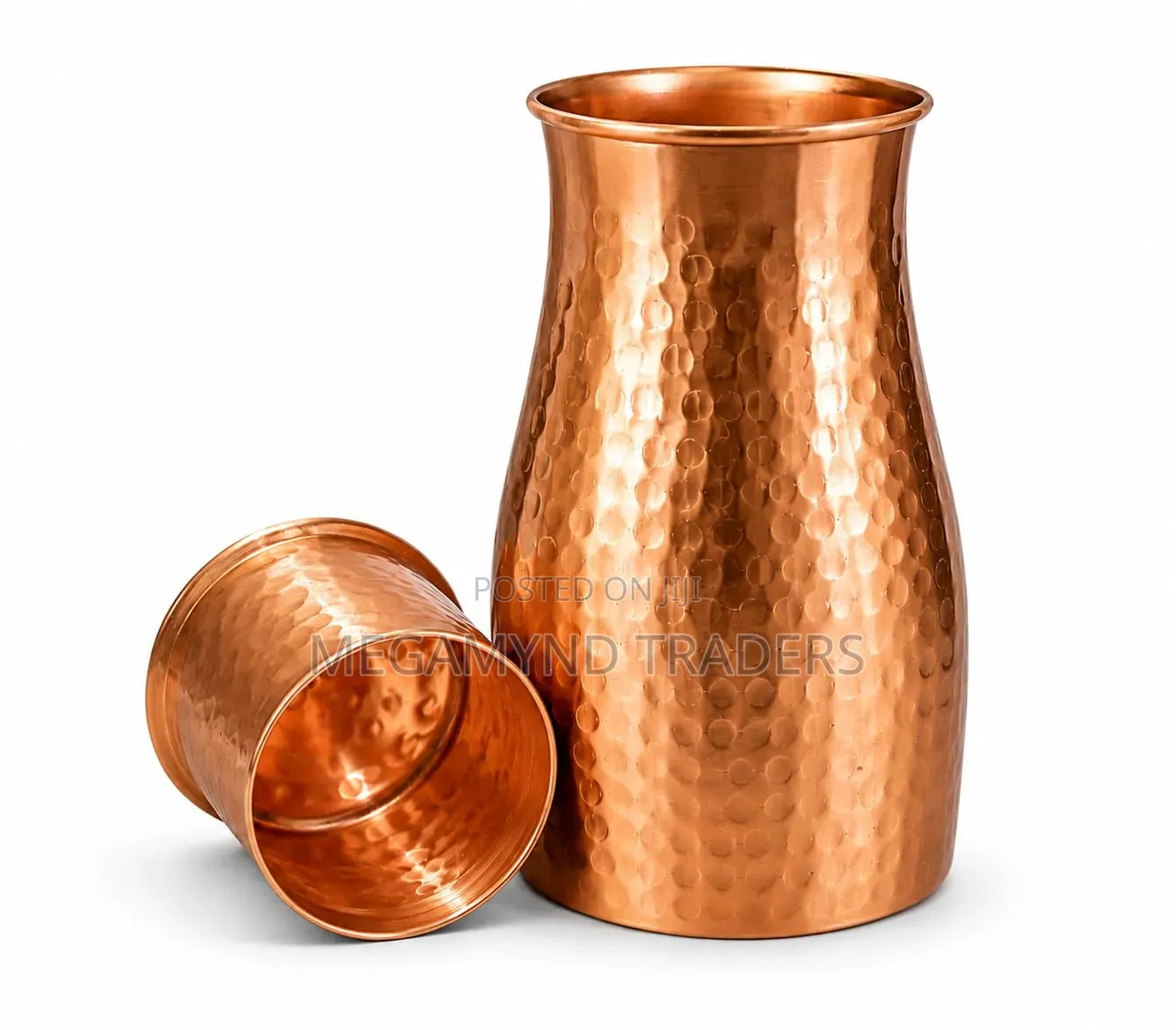 Copper Drinking Pot 1.5LTR / Pure Copper Water Jug With Lid Hammered
