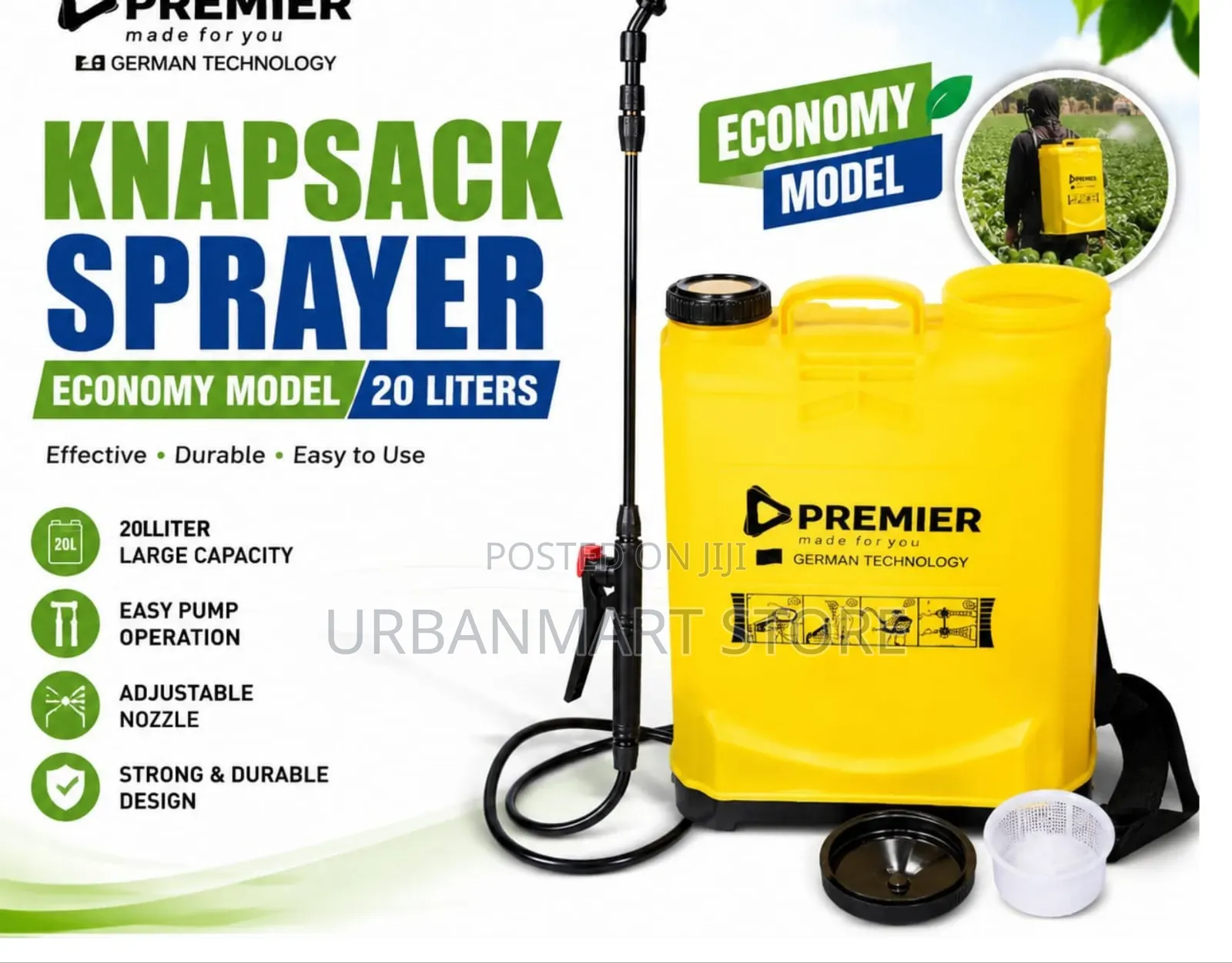 Premier 20 Litres Manual Knapsack Farm Sprayer, Affordable