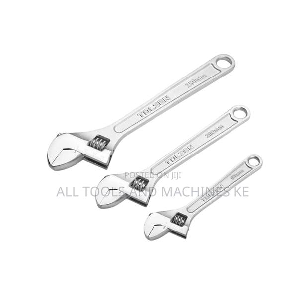 TOLSEN 3pcs Stubby Adjustable Wrenches Set Powerful Compact Hand Tools - main view