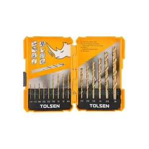 Premium TOLSEN 15PCS HSS FRACTIONAL JOBBER LENGTH DRILL BITS SET