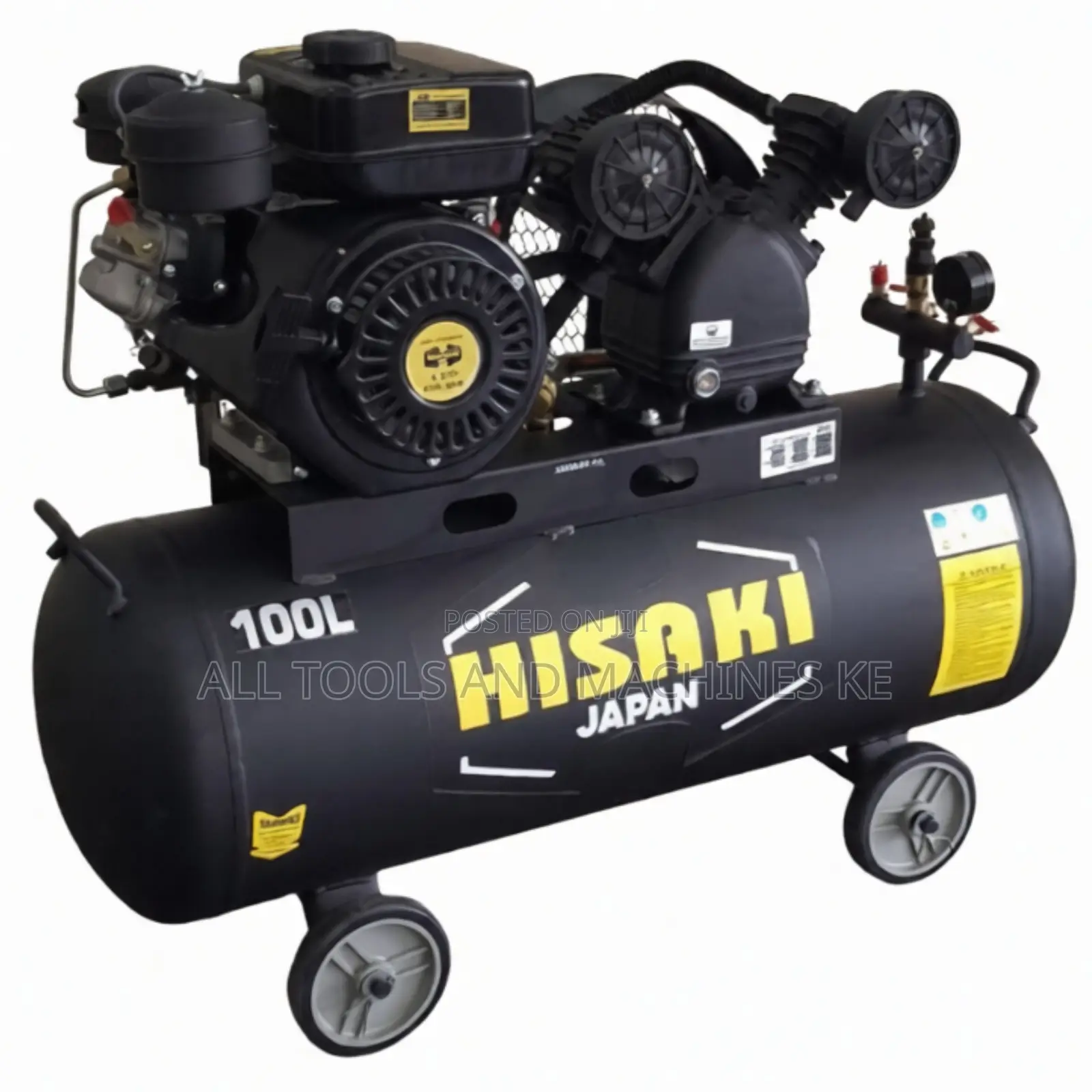 Powerful Hisaki 100 Litres Belt-Driven Diesel Air Compressor 8.5HP