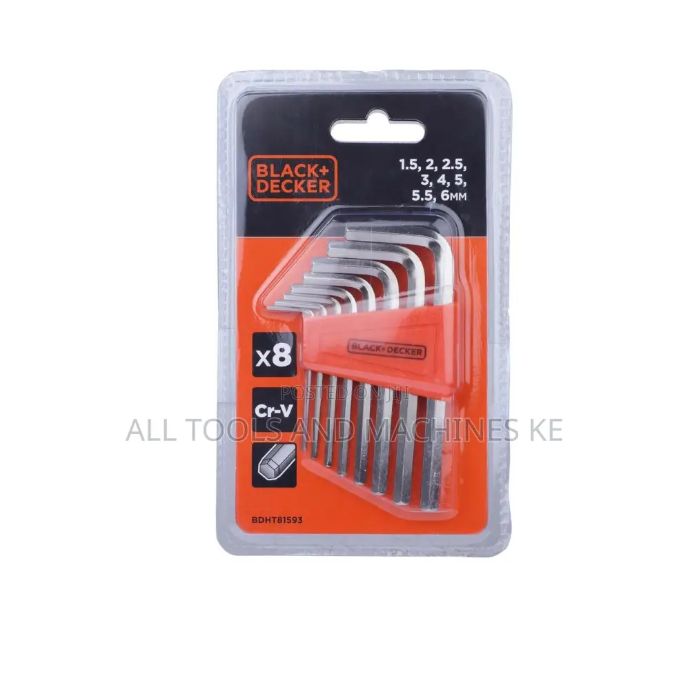 BLACK AND DECKER 8 PCS HEX KEY SET 1.5MM TO 6MM PROFESSIONAL ALLEN