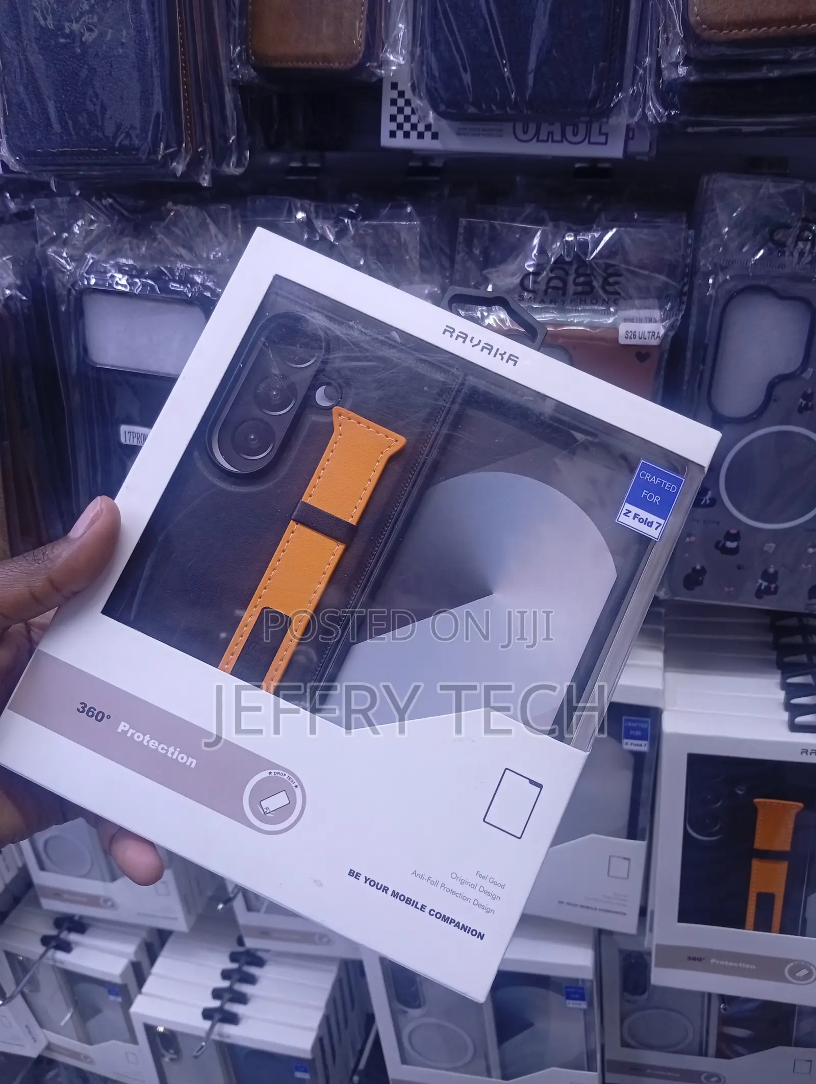 Rayaka Leather Phone Case With a Strap , for the Galaxy Z Fold 7.