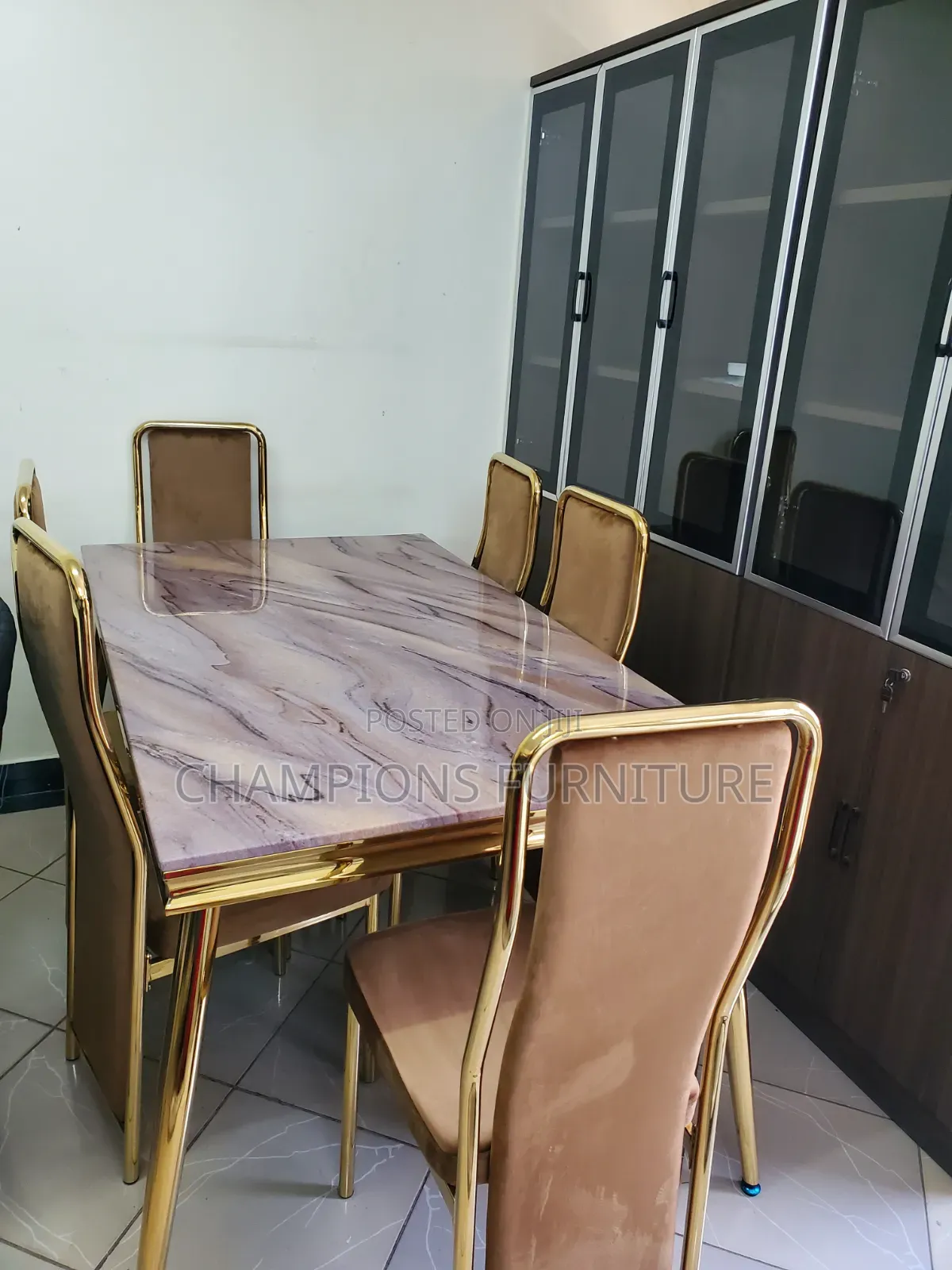 Royal Gold Velvet Dining Ensemble