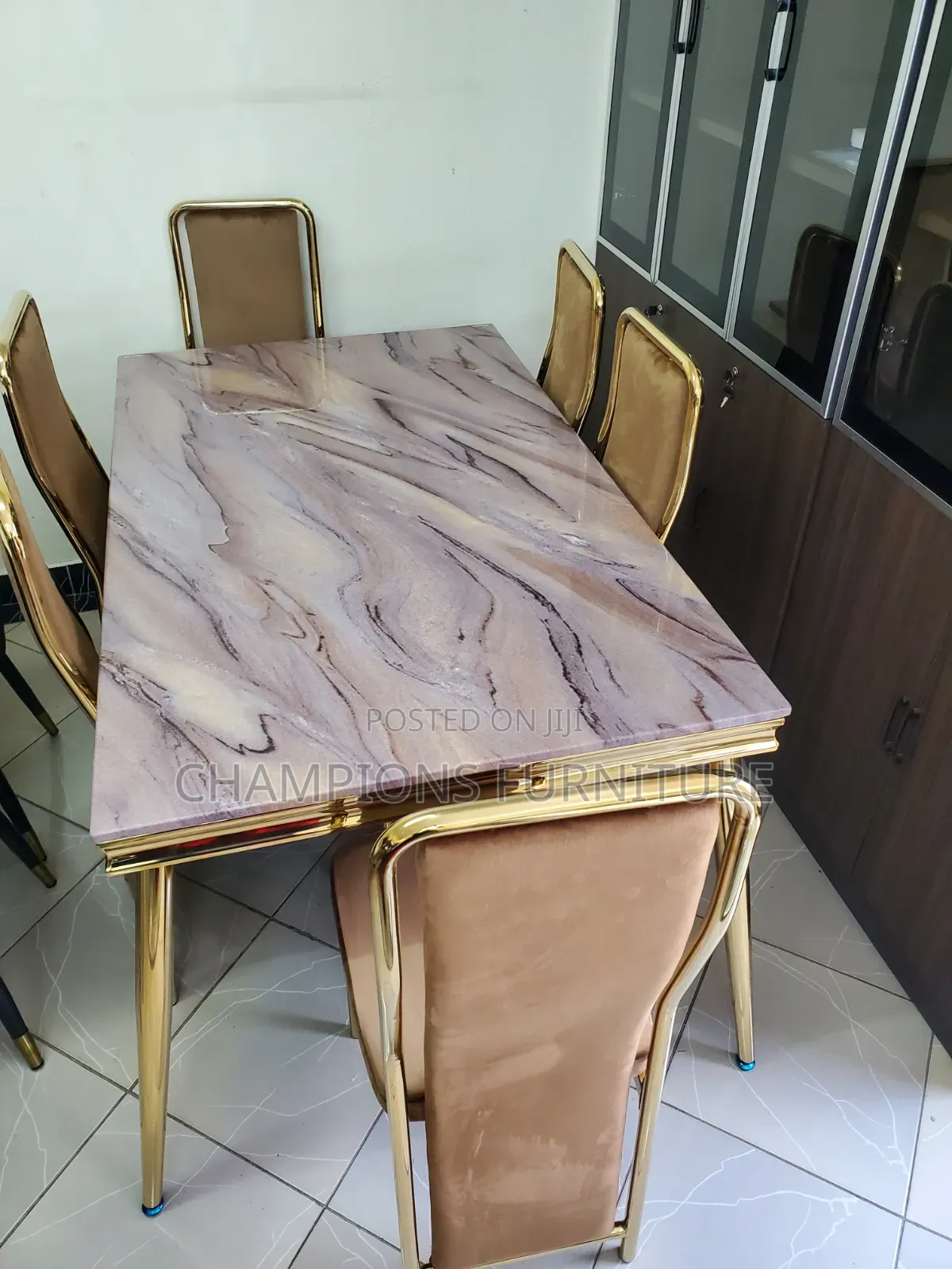 Royal Gold Velvet Dining Ensemble