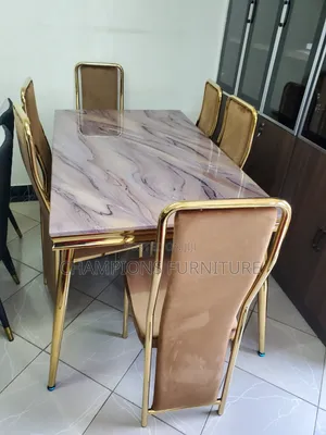 Royal Gold Velvet Dining Ensemble