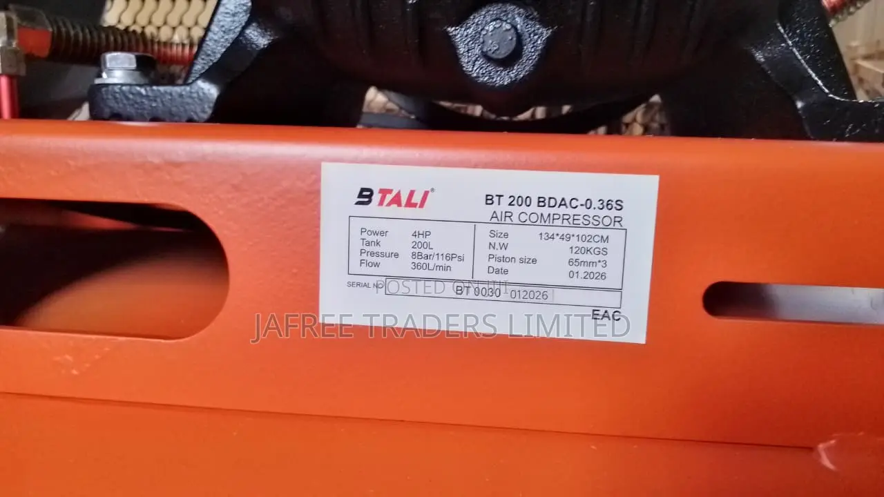Btali 200 LTRS Belt Driven Compressor 3 Piston 4hp Motor