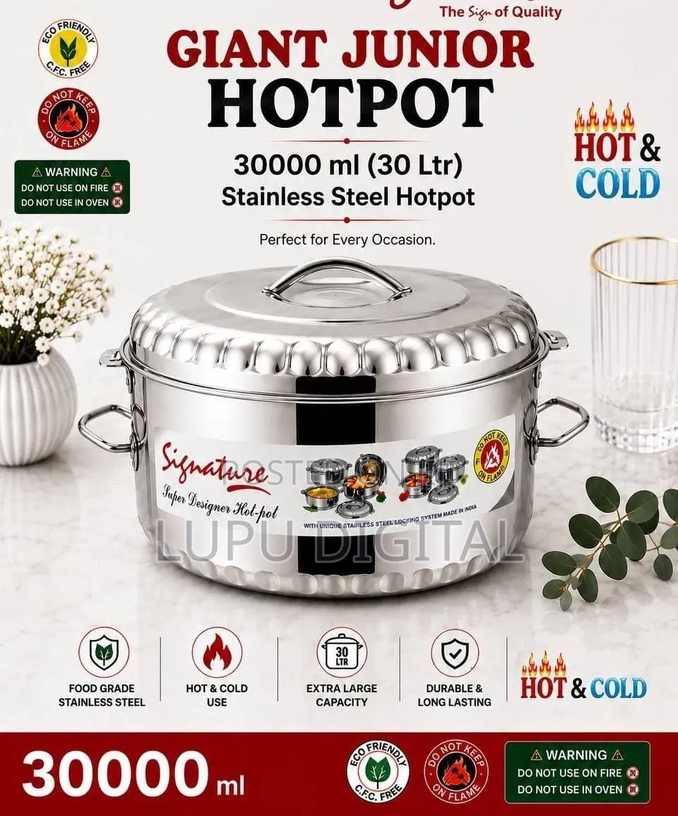30000 Ml (30 Ltr) Junior Giant Stainless Steel Hotpots
