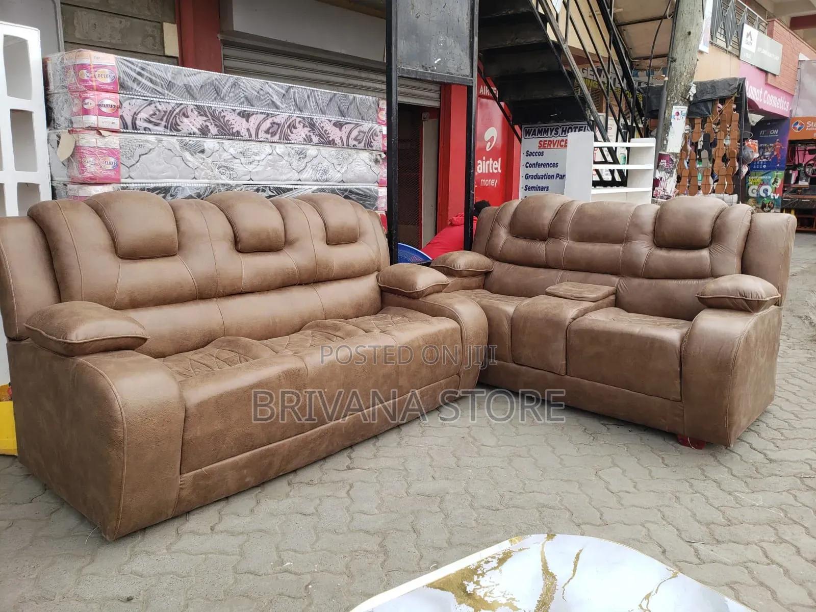 Executive 5-Seater Semi Recliner Sofa Set With Cup Holders