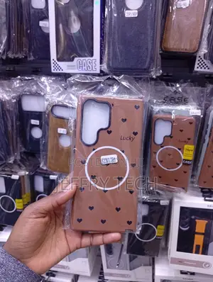 Brown Magnetic Phone Case for a Samsung Galaxy S23 Ultra.