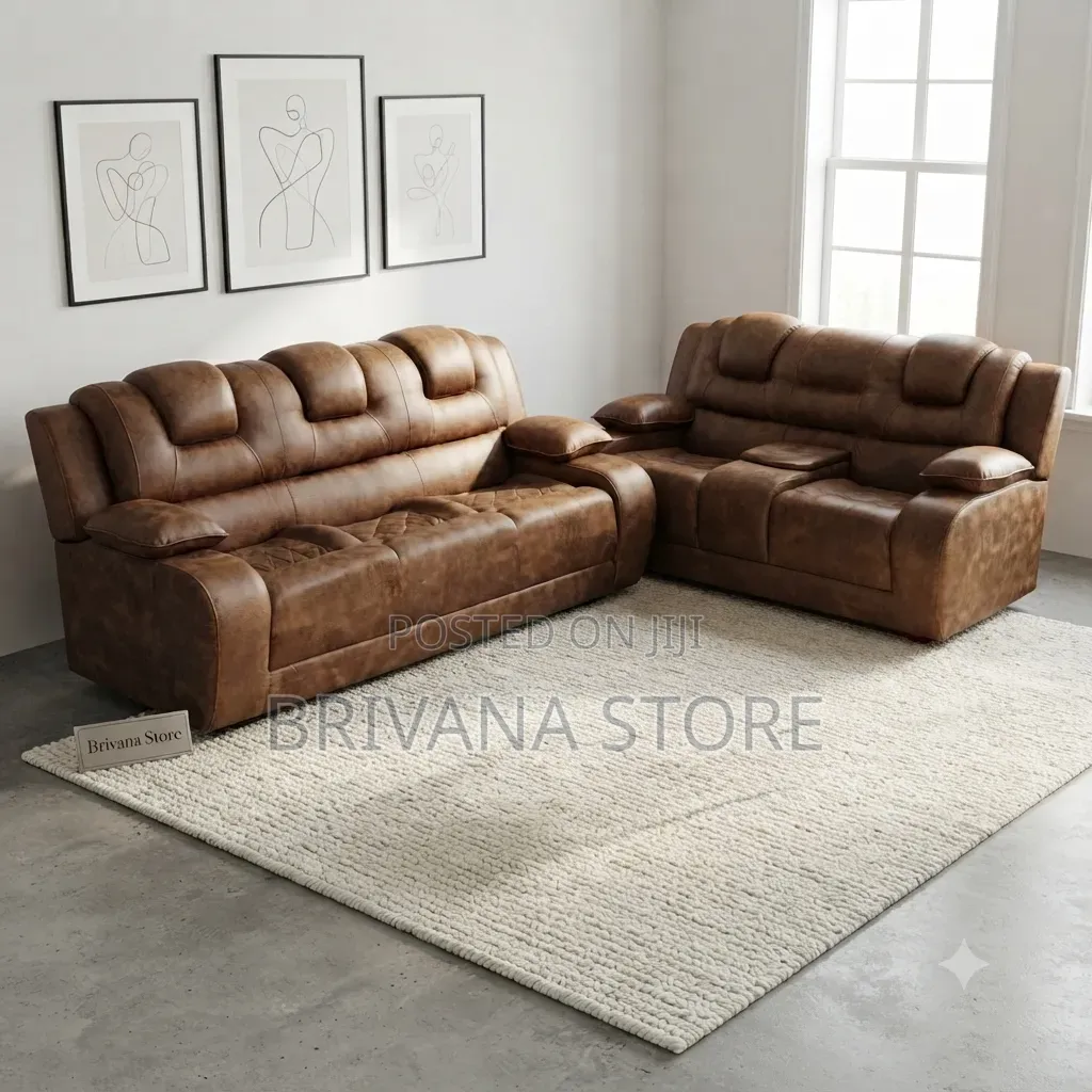 Executive 5-Seater Semi Recliner Sofa Set With Cup Holders