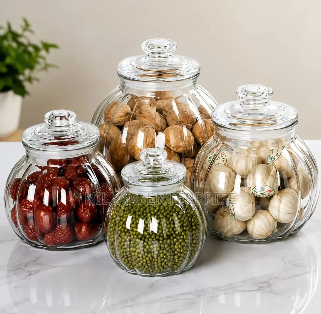 Vertical Pattern Transparent Glass Sealed Jar