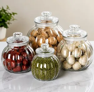 Vertical Pattern Transparent Glass Sealed Jar