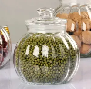 Vertical Pattern Transparent Glass Sealed Jar