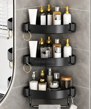3pc Set Corner Rack . Wall Mounted Bathroom Caddy With a Towel Hook