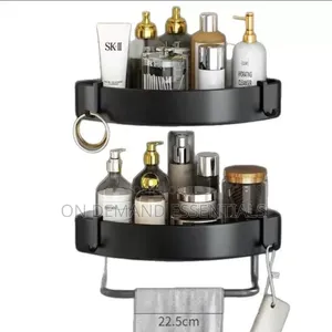 3pc Set Corner Rack . Wall Mounted Bathroom Caddy With a Towel Hook