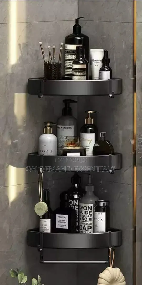 3pc Set Corner Rack . Wall Mounted Bathroom Caddy With a Towel Hook