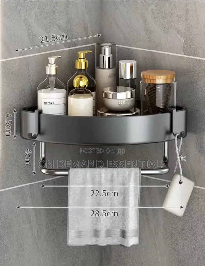 3pc Set Corner Rack . Wall Mounted Bathroom Caddy With a Towel Hook