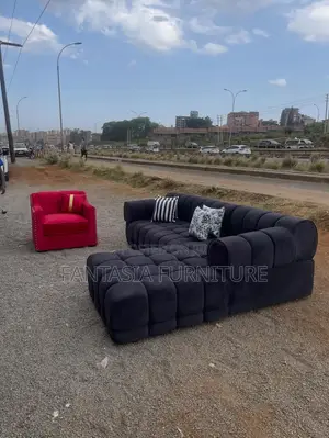 5 Seater Dark Blue Bubble Sofa: Free Delivery