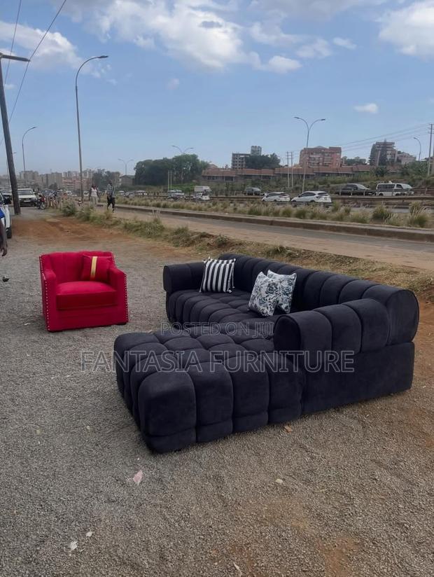 5 Seater Dark Blue Bubble Sofa: Free Delivery